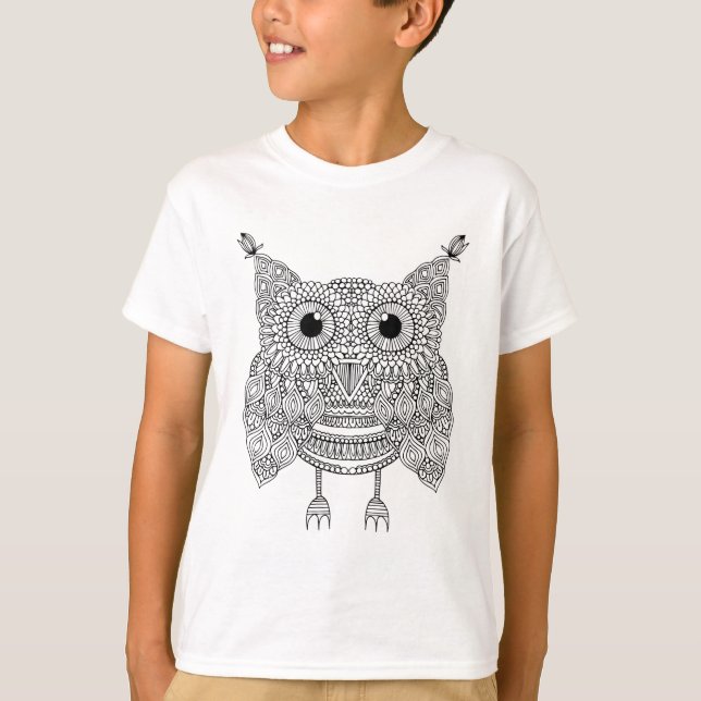 Cute Doodle Owl T-Shirt (Front)