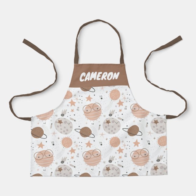 Cute Doodle Planet Pattern Apron (Front)
