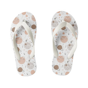 Cute Doodle Planet Pattern Kid's Jandals