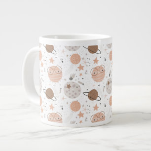 Cute Doodle Planet Pattern Large Coffee Mug