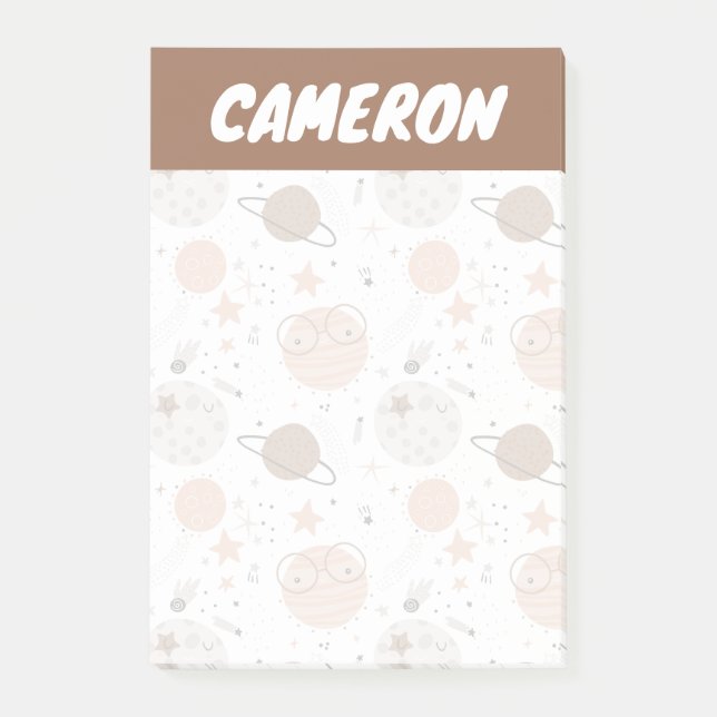 Cute Doodle Planet Pattern Post-it Notes (Front)