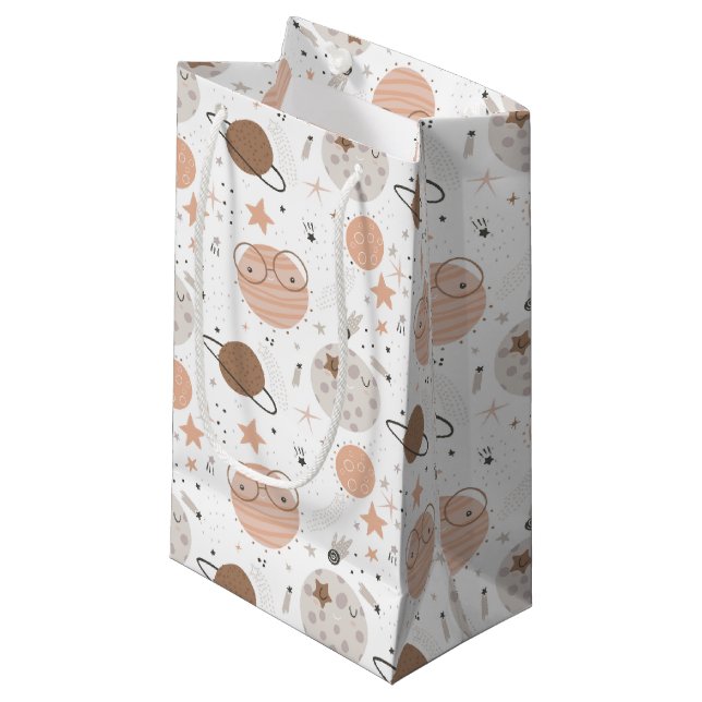 Cute Doodle Planet Pattern Small Gift Bag (Front Angled)