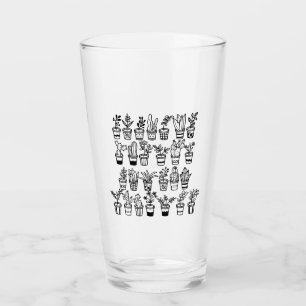 Cute Doodle Plants in Pots Glass