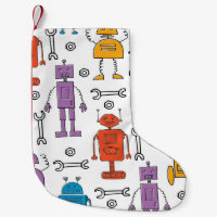Cute doodle robots. Seamless pattern. Cartoon char