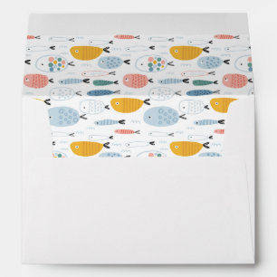 Cute Doodle School of Fish Pattern Envelope