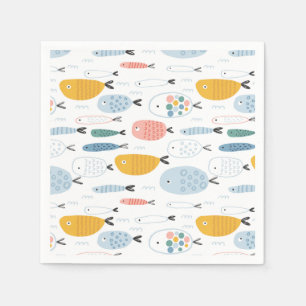 Cute Doodle School of Fish Pattern Napkin