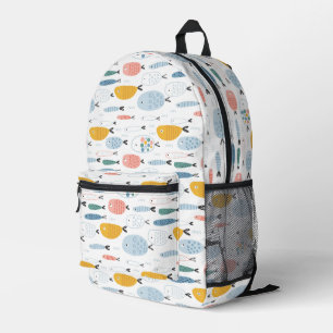 Cute Doodle School of Fish Pattern Printed Backpack