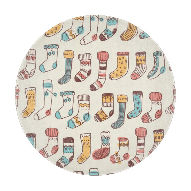 Cute Doodle Socks: Scandinavian Simplicity. Cutting Board (Front)