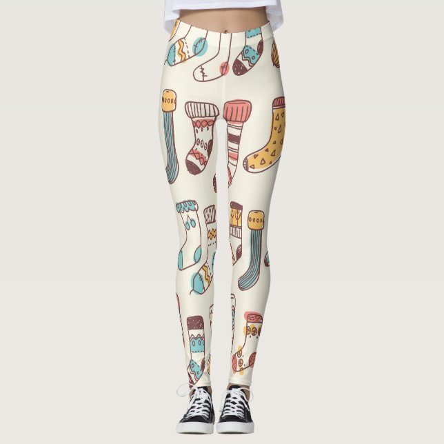Cute Doodle Socks: Scandinavian Simplicity. Leggings (Front)
