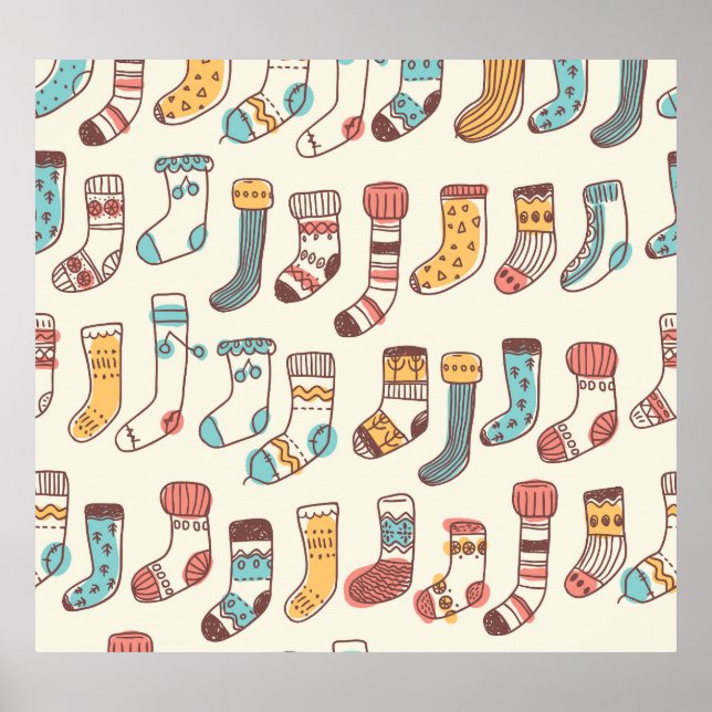 Cute Doodle Socks: Scandinavian Simplicity. Poster (Front)