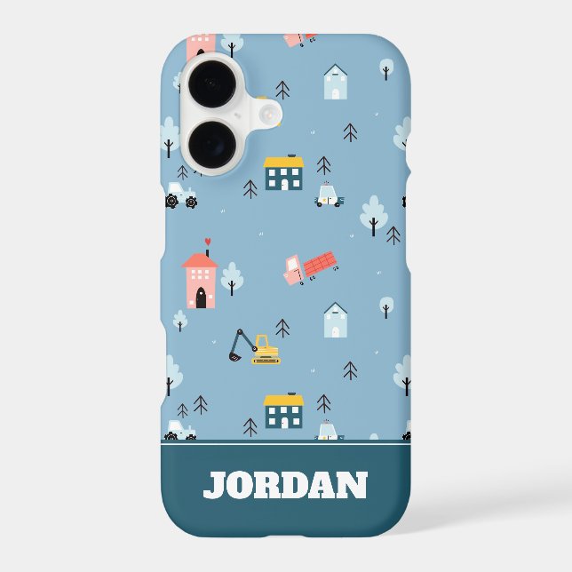 Cute Doodle Town Scene Pattern iPhone Case (Back)