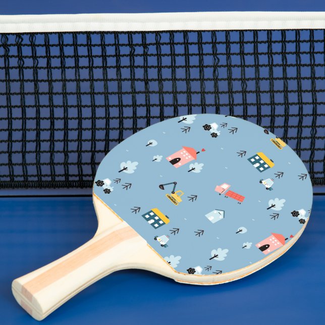 Cute Doodle Town Scene Pattern Ping Pong Paddle (Insitu)