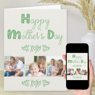 Cute Doodle Typography 3 Photo Mother's Day Card