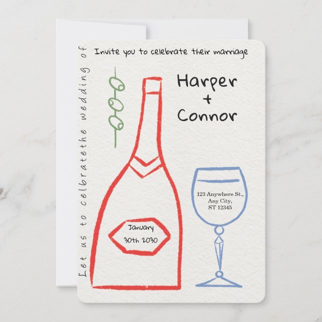 Cute Doodle Wedding Invitation (Front)
