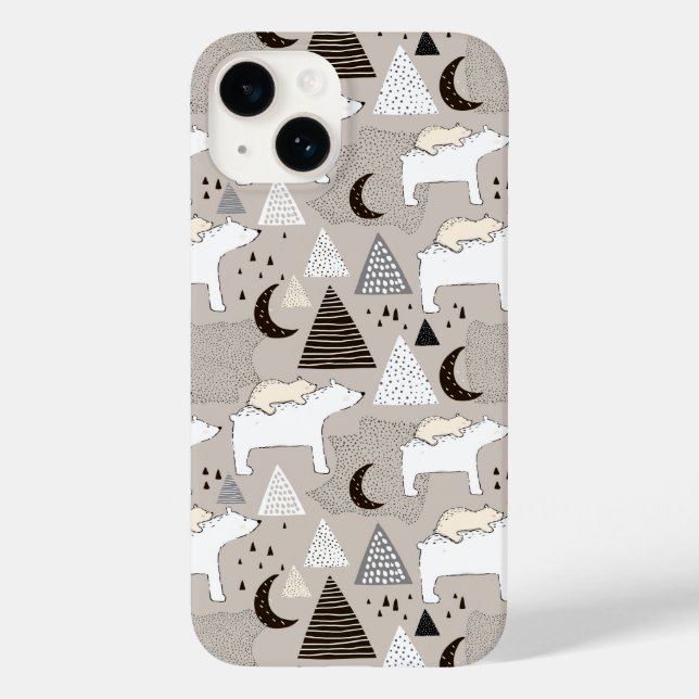 Cute Doodle Woodland Bear Pattern Case-Mate iPhone Case (Back)
