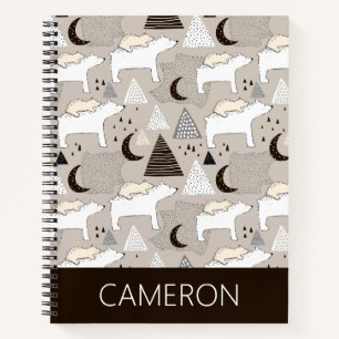 Cute Doodle Woodland Bear Pattern Notebook
