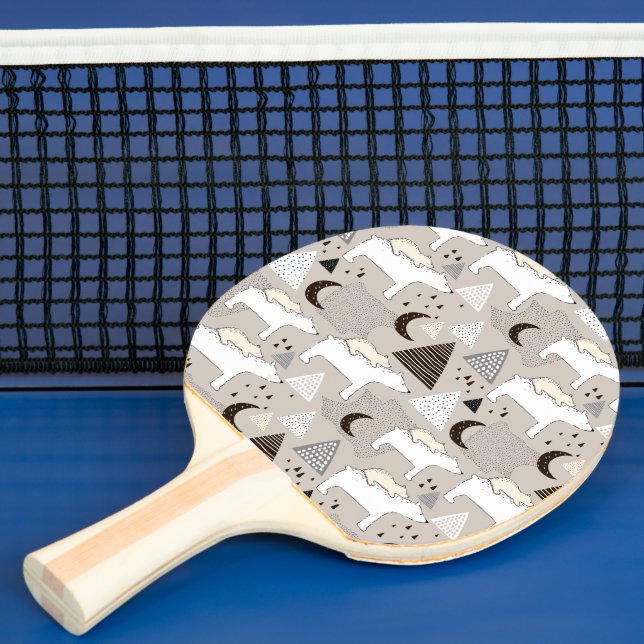 Cute Doodle Woodland Bear Pattern Ping Pong Paddle (Insitu)