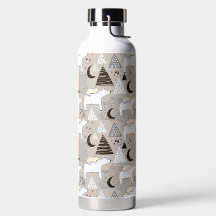 Cute Doodle Woodland Bear Pattern Water Bottle