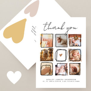 Cute Doodles Multi Photo Thank You Baby Shower Card