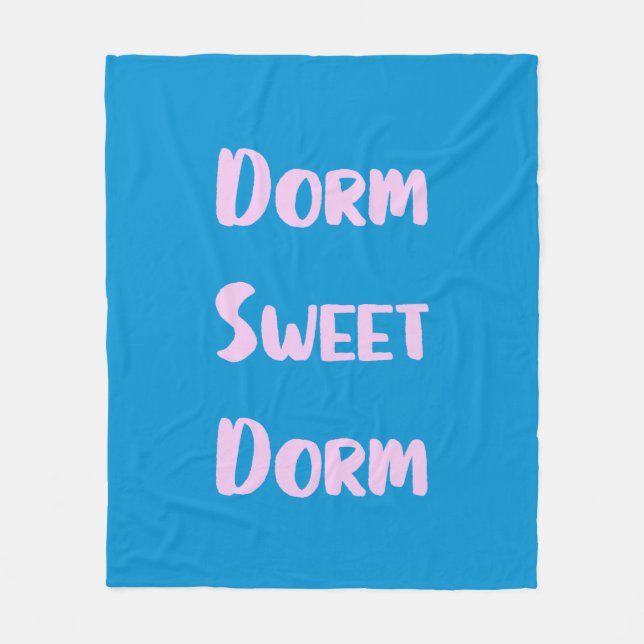 Cute Dorm Sweet Dorm in Blue and Pink Fleece Blanket (Front)