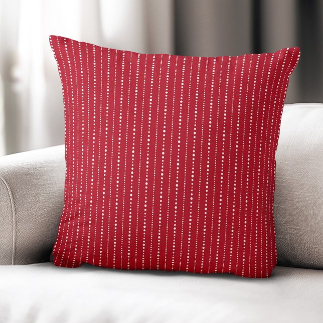 Cute dot stripes white red cushion (Cute dot stripes white red throw pillow)