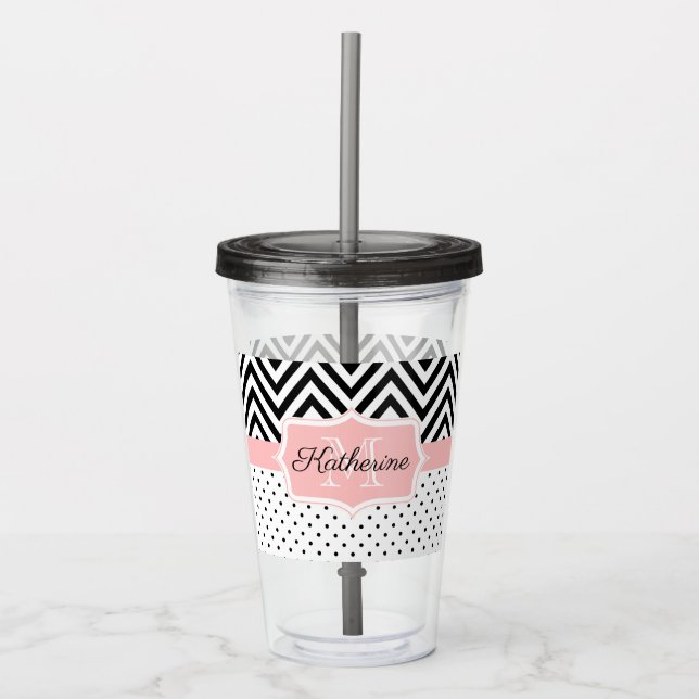 Cute Dots and Chevron Acrylic Tumbler (Front)