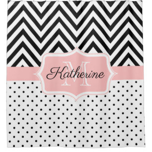 Cute Dots and Chevron Shower Curtain