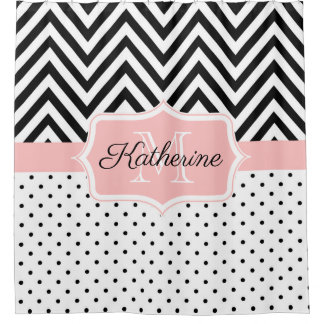 Cute Dots and Chevron Shower Curtain