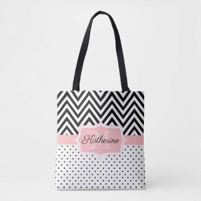 Cute Dots and Chevron Tote Bag (Front)