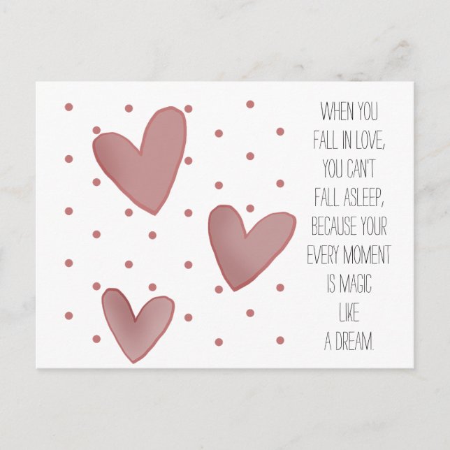 Cute Dots and Hearts Pattern Valentine's Postcard (Front)