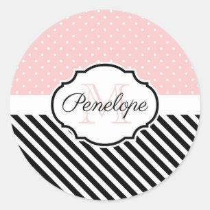 Cute Dots and Stripes Classic Round Sticker