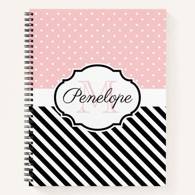 Cute Dots and Stripes Notebook (Front)