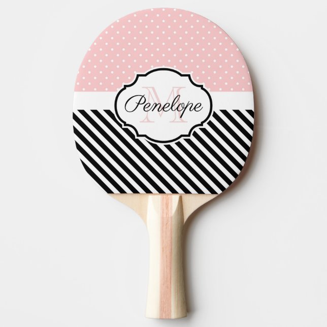 Cute Dots and Stripes Ping Pong Paddle (Front)