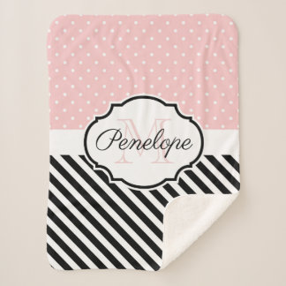 Cute Dots and Stripes Sherpa Blanket