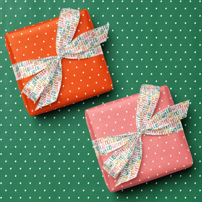 Cute dots green pink red simple Christmas holiday Wrapping Paper Sheet (Creator Uploaded)