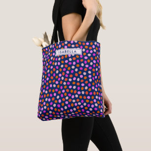 Cute Dots Spots Bright Blue Purple Personalised Tote Bag