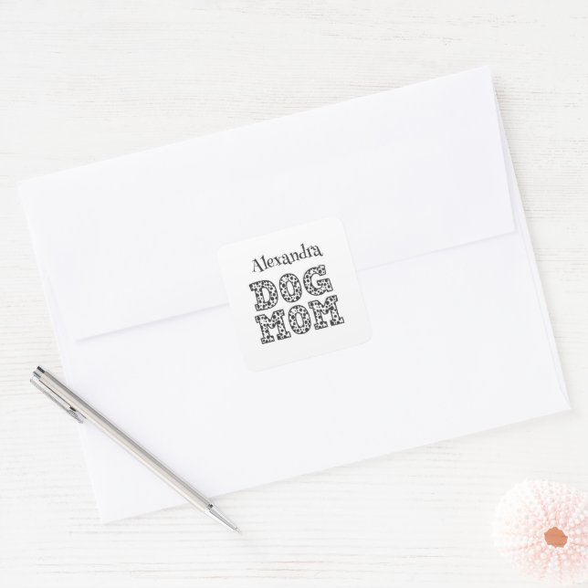 Cute Dotted Dog Mum Square Sticker (Envelope)
