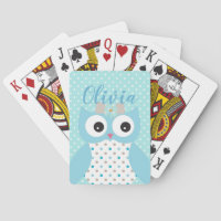 Cute Dotty Blue Owl Art Personalised Girls