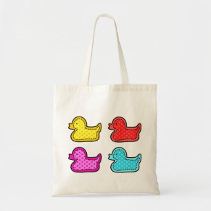 Cute Dotty Colourful Ducks Tote Bag