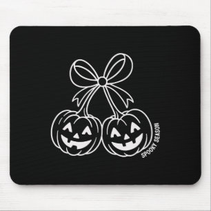 Cute Double Pumpkin Jack O Lantern Face Bow Hallow Mouse Pad