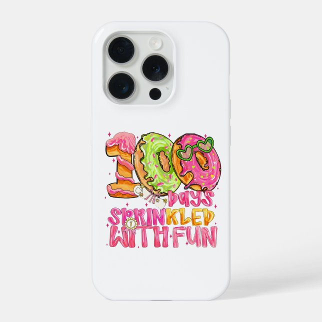 Cute Doughnut 100 Days Sprinkled With Fun School iPhone Case (Back)