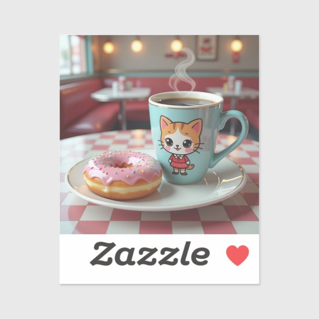 Cute Doughnut and Coffee at Retro Diner (Sheet)