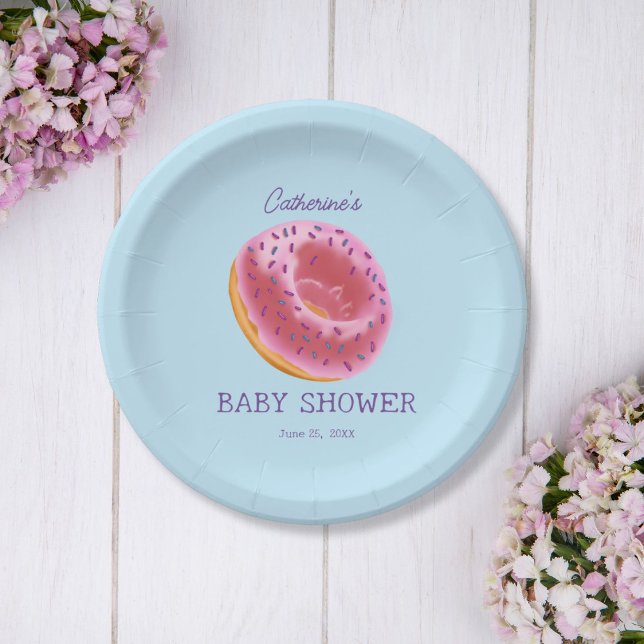 Cute Doughnut Baby Shower Paper Plate (Creator Uploaded)