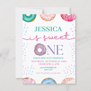 Cute Doughnut Birthday Party 1st birthday Postcard