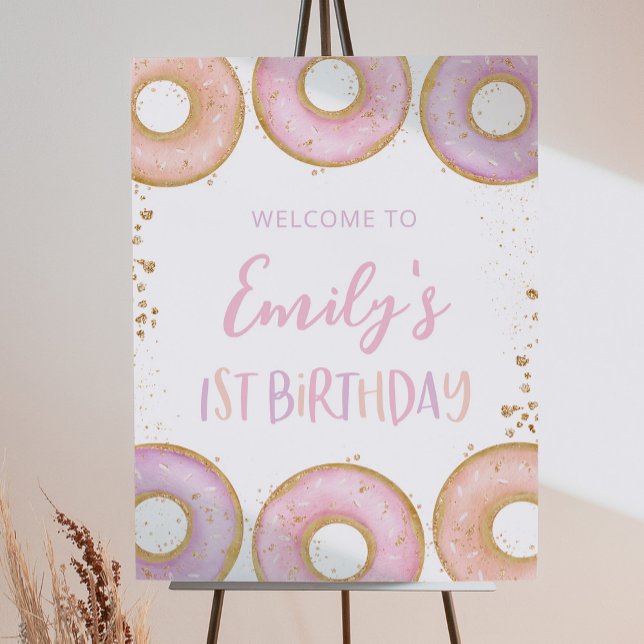 Cute Doughnut Birthday Party Welcome Sign 1st (Creator Uploaded)