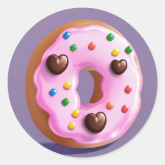 Cute Doughnut Classic Round Sticker