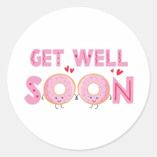 Cute Doughnut Get Well Soon Classic Round Sticker