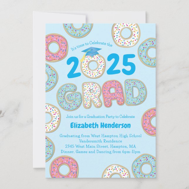 Cute Doughnut Graduation Party Invitation (Front)
