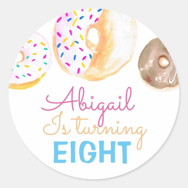 Cute doughnut kid birthday party sticker (Front)