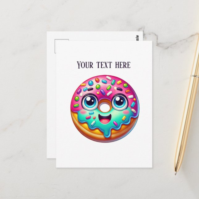 Cute doughnut lovers bakery shop add text postcard (Front/Back In Situ)